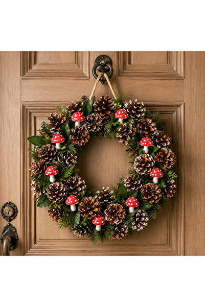 Marrone Coniferous Abundance and Blessings Door Ornament Mushroomed Beauty