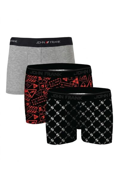 John Frank Logoed Cotton 3 Pack Boxer Men's Boxer Jfbs3