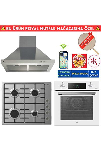 Hoover RIVERA Telefon Bağlantılı İnox-Beyaz Ankastre Set (HO3158W+ HHW6LMX/TK...