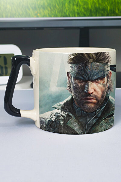 ZipZap كوب سيراميك فاخر مطبوع عليه Metal Gear Solid (قطعة واحدة) بمقبض أسود خ...