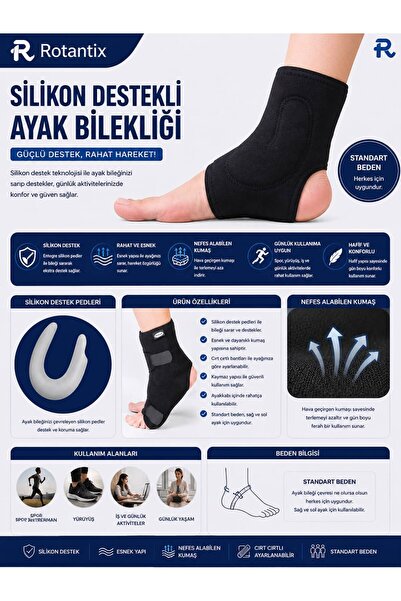 Rotantix Ayak Bilekliği M alleol Silikon Destekli Ortopedik Ayak Bilekliği Ay...