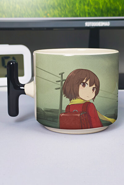 ZipZap Erased Anime Printed Ceramic Luxury Mug (1 Piece) T-Shaped Special Bla...
