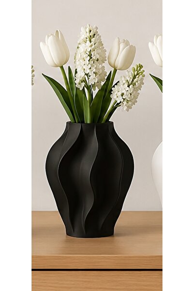 HANART Modern dekoratif şık vazo 20 cm siyah