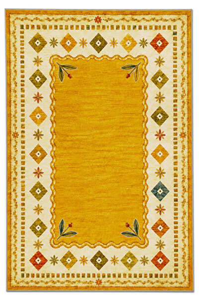 Rugs Modern Halı SDTAMOR Sarı Geleneksel Tema Desenli Modern Dokuma Taban Dek...