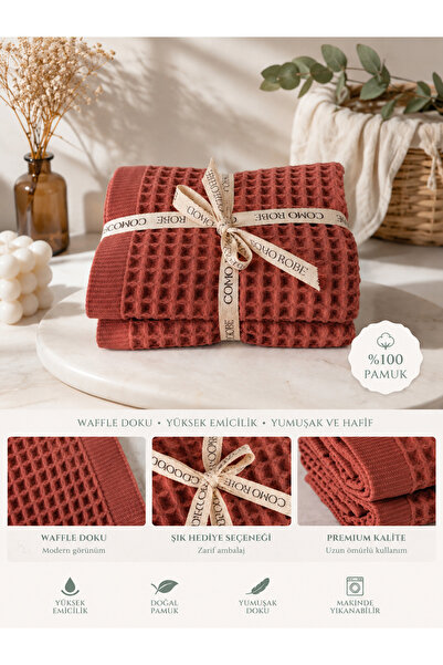 COMO HOME Waffle 3-Piece Hand Towel Set, 100% Cotton, Quick-Drying Hand Towels