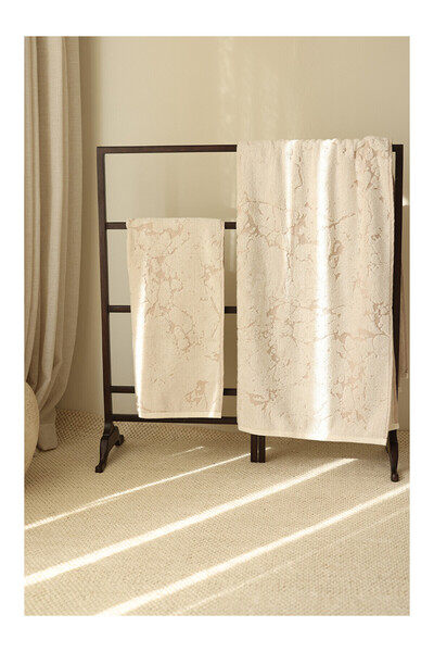 LC Waikiki Nevavm Farkıyla Marble 100% Cotton Jacquard Bath Towel 70X140 cm C...