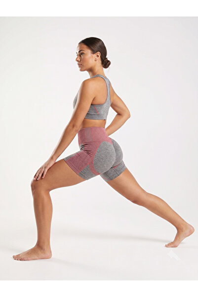 baim X Countoure Seamless Red Detailed Gathering Short Sports Leggings
