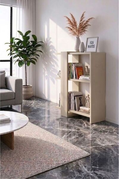 EGN WOODS Estetik ve Modern 3 Raflı Minimalist Salon ve Ofis Fonksiyonel Kita...