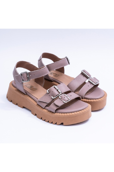 VAGAM Women's Sandals Made of Natural Leather Pale Pink