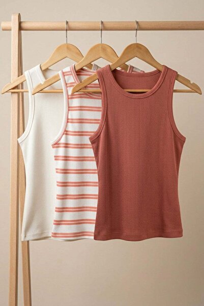 COTENCONCEPT 3 piese Tricou cu bretele din amestec de viscoză, cu nervuri
