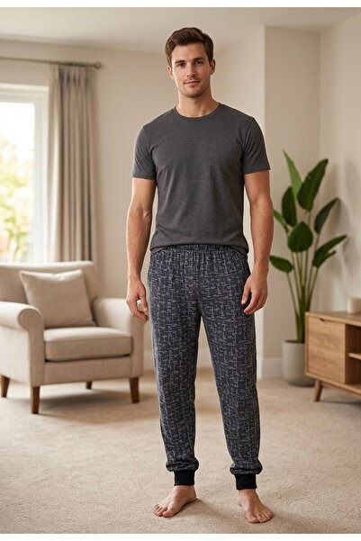 Uzunlar Tekstil %100 Pamuk Yazlık Erkek Battal Cepsiz Paça Ribanalı Pijama Al...