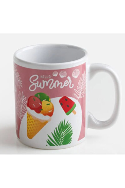 OEM White Ceramic Mug with Ice Cream Pattern 125 ml