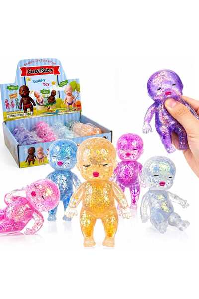 Issa Jucărie Squishy Bebeluș cu Glitter 11cm, Anti-Stres