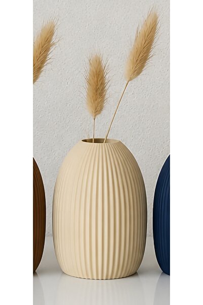 HANART Modern dekoratif şık vazo 20 cm krem