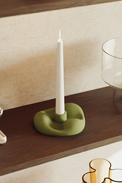 BEIGE Calm Dokulu Şamdan Mumluk