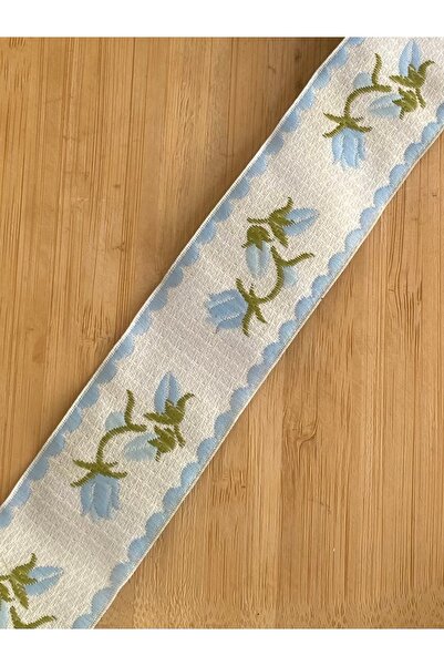 Lorin hobi Decorative Ribbon with Blue Flowers, Width: 3.2 Cm, Length: 10 Meters