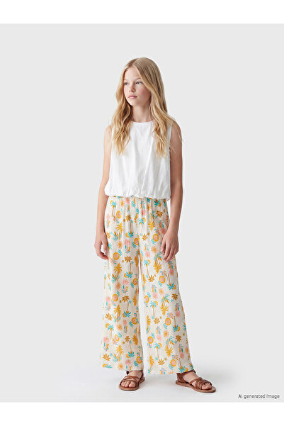 LC Waikiki Peak New Season Girls' Patterned Wide-Leg Pants