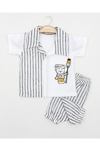 Egelite Baby Boy Striped Shirt and Collared Shorts Newborn Summer Set, 0-3-6-...