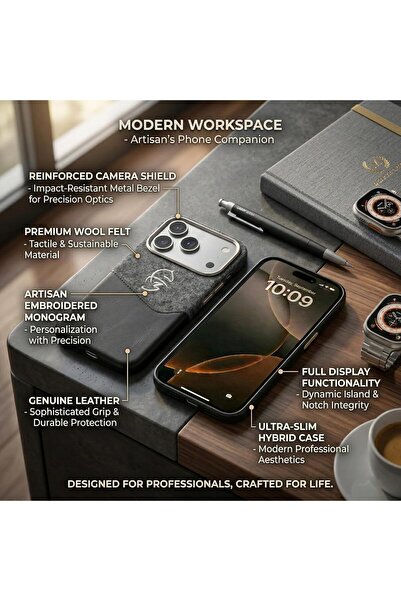 GENERAL Zeronix compatible For iPhone 17 Pro 6.3-Inch Premium Two-Tone Leather and Fabric Hybrid Protective