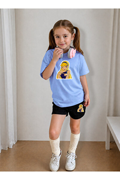 LORVEX Children's Shorts Set Girls (Shorts - T-Shirt) Printed Summer Sports C...