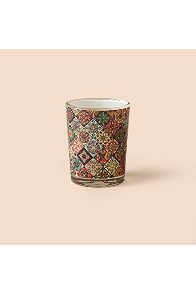 MUMSAN Etnik Bardak Mum - Bej - 7x5 cm