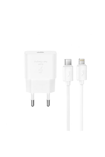 XO Design Mains Charger With Lightning Cable L167, 25W, 3A, 1 x USB-C, White