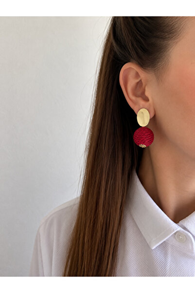 YENGEÇ Wicker Top Model Gold Detail Earrings