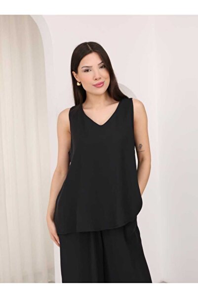 olalapasha New Season V-Neck Blouse Wide-Leg Elastic Waist Pants Modal Bottom...