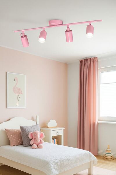 Luzarana Spoti 4'Lü Pembe Renk (BEYAZ IŞIK) Modern Tasarım Salon - Mutfak - B...