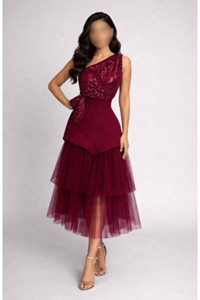 Gardenia Fashion Burgundy One-Shoulder Dress
