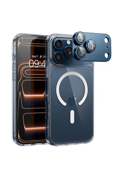 O Ozone (2 in 1) Magnetic Clear Case for iPhone 17 Pro Max, Metal Frame, 9H T...