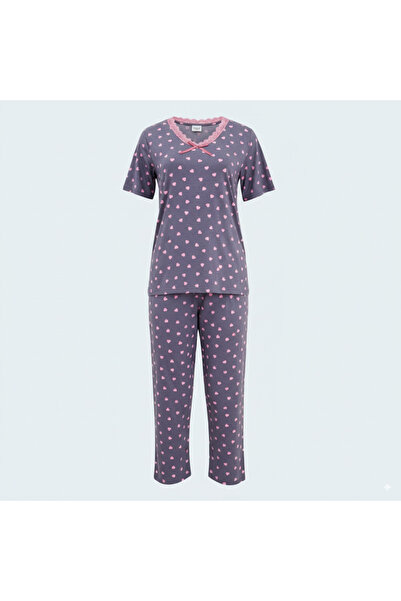 Generic Plus Size Viscose Pajama Set | Capri Pants & Short-Sleeve Shirt | Mad...