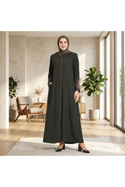 ISTANBUL STYLES Stylish Embroidered Zippered Robe – Crepe Fabric