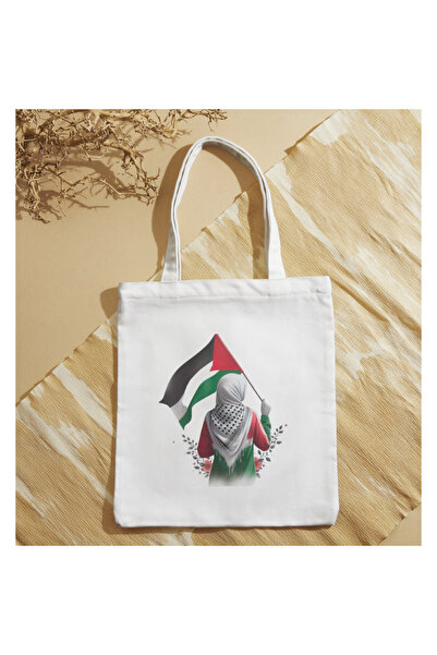 ALPŞAN TİCARET Free Palestine Printed Cloth Bag Linen Tote Bag 34X40 cm Shoul...