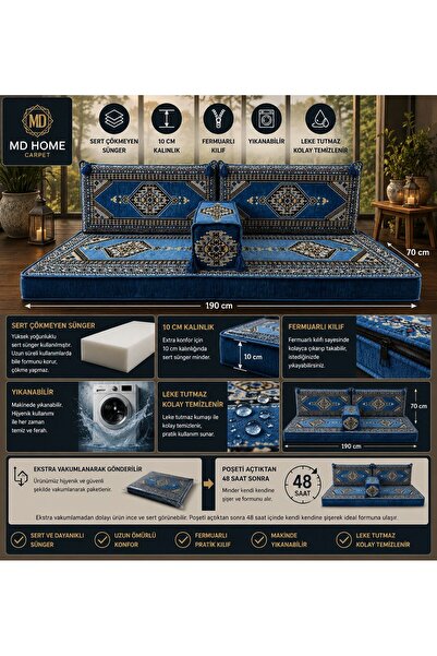 md home carpet Şark Köşesi Minder Takımı Yıkanabilir Fermuarlı Sert Süngerli ...