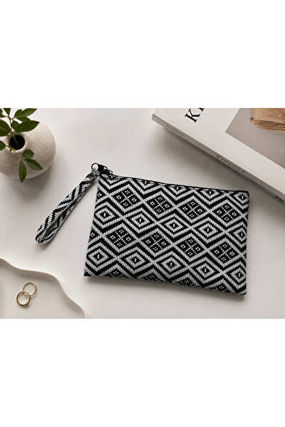 DİAMOND OUTLET Negru - Geantă de mână elegantă cu fermoar, 23x14 cm, pentru u...