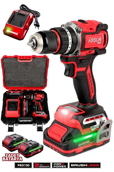 ASSUR 21V Pro Seri Kömürsüz Çift Akülü Metal Şanzıman Led Işıklı Taşıma Çanta...