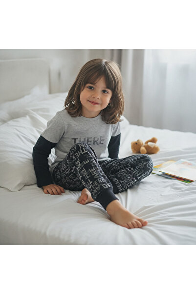 BONBON Children's Gray Color Printed 2-Piece Set Cb1029