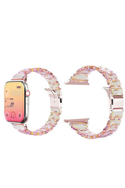 UnDePlus Apple Watch 10/11 42mm-38/40/41mm Kordon Hologramlı Parlak İnce Bakl...