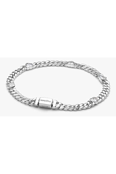 Pandora Bratara tip cuban cu inimioare Zirconiu din Argint 925 - 18 cm