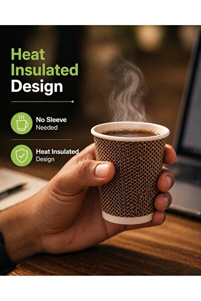 Sunny Your Bright choice Sunny Premium Ripple Wall Paper Cups 8oz – Insulated Disposable Coffee Cups, Heat Resistant, Leak Proof, for Tea & Coffee (Pack of 25)
