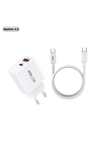 Remax Φορτιστής Fast Charger RP-U120 20W με USB-A+USB-C με Καλώδιο USB-C Λευκό