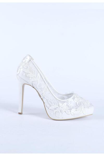 Hayati Arman Women's Lace Patterned Floral Embroidered Platform Evening Dress...