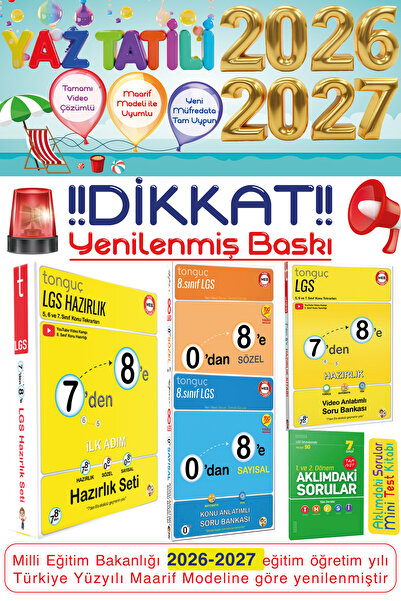 Tonguç Yayınları 7. Sınıf 7'den 8'e Hazırlık Seti 0'dan 8'e Sayısal & Sözel K...