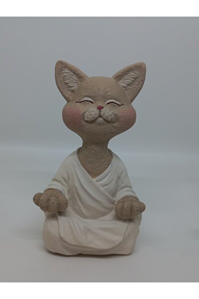 Zen Kedi – El Yapımı Dekoratif Mutlu Kedi Biblo Bej