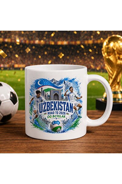 Bk Gift Uzbekistan Fan-Themed 2026 World Cup Designed White Trophy Cup
