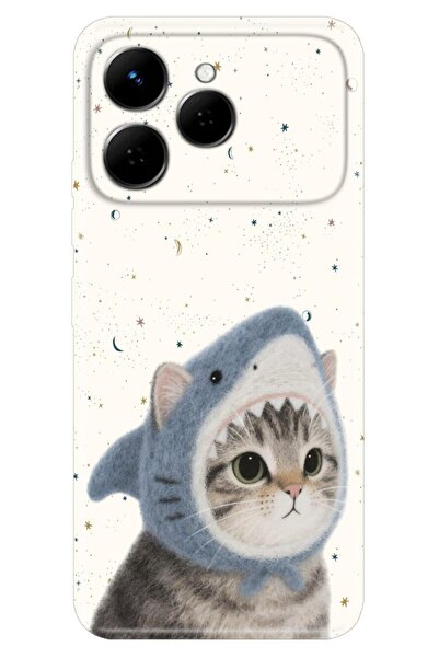 TECNO Spark 40 4G Kılıf Fish Cat Temalı Desenli Darbe Emici Silikon