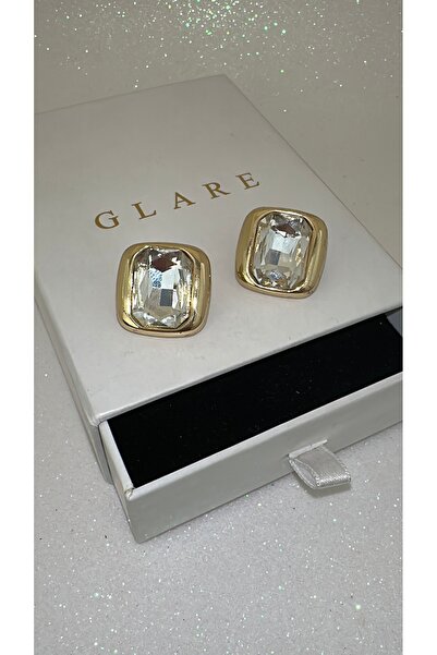 GLARE JEWELRY CO Basic Gold Earrings with Glass Stone Detail