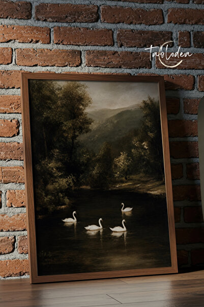 tablodea Vintage Swan Painting Lake View Decorative Wall Painting Td Vintage ...