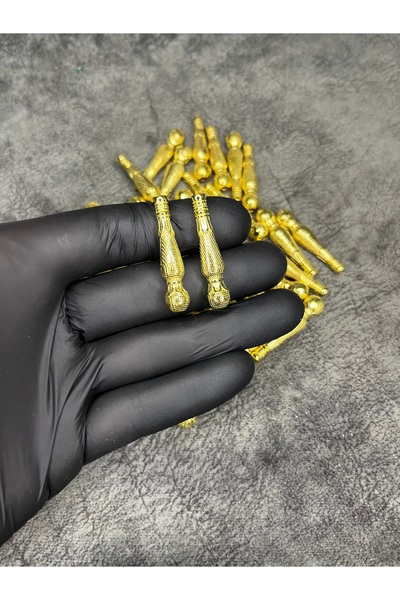 Mos Tespih 2 pieces of lacquered metal yellow gold prayer beads with imame